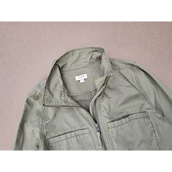 J. Crew Womens Field Jacket Size XXS Petite Hooded Army Green Zip Button Long - Picture 6 of 7